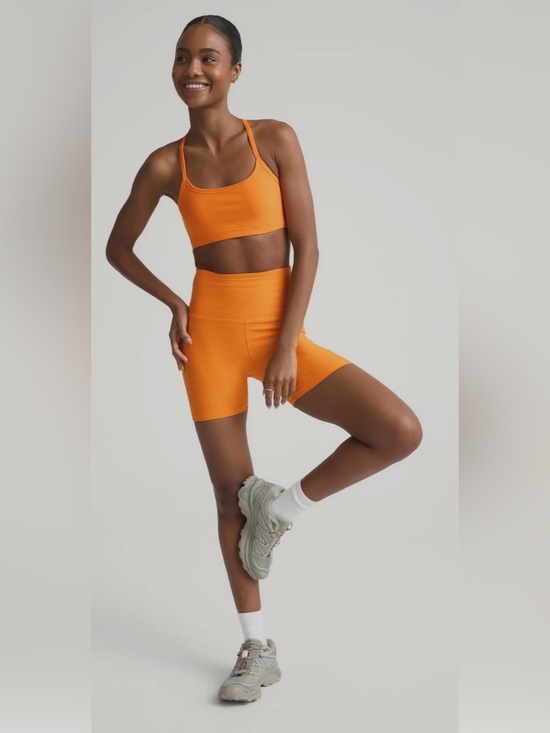 Beyond Yoga Pants - Beyond Yoga Spacedye Keep Pace Biker Shorts Heather citrus orange XS SD5054
